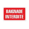 Panneau BAIGNADE INTERDITE Alu 30x20cm