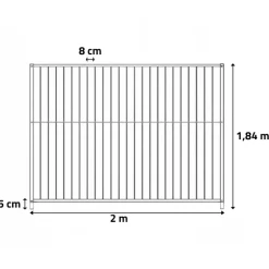 Panneau de chenil à barreaux 2m - Hauteur 184cm