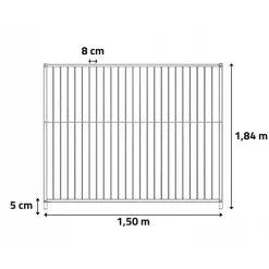 Panneau de chenil à barreaux 1,50m - Hauteur 184cm