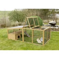 Parc extérieur en pin pour petits animaux avec abri