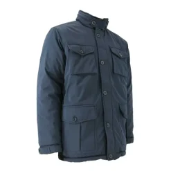 Parka réversible col montant polyester marron/bleu marine M à 2XL