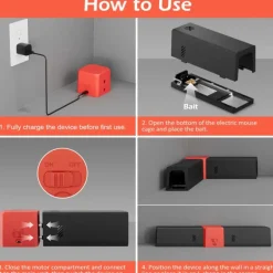 Piège à rongeurs d'angle électrique USB - 2 tunnels - 2000V