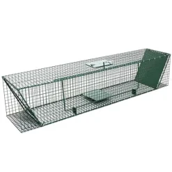 Piège à trappes type US 2 entrées maille acier vert 125x26x26cm