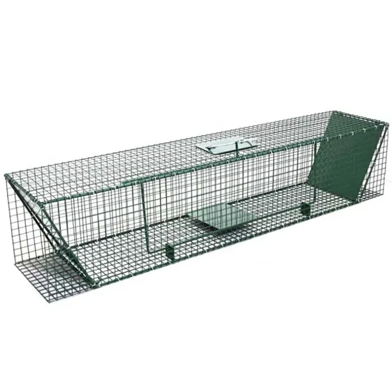 Piège à trappes type US 2 entrées maille acier vert 125x26x26cm