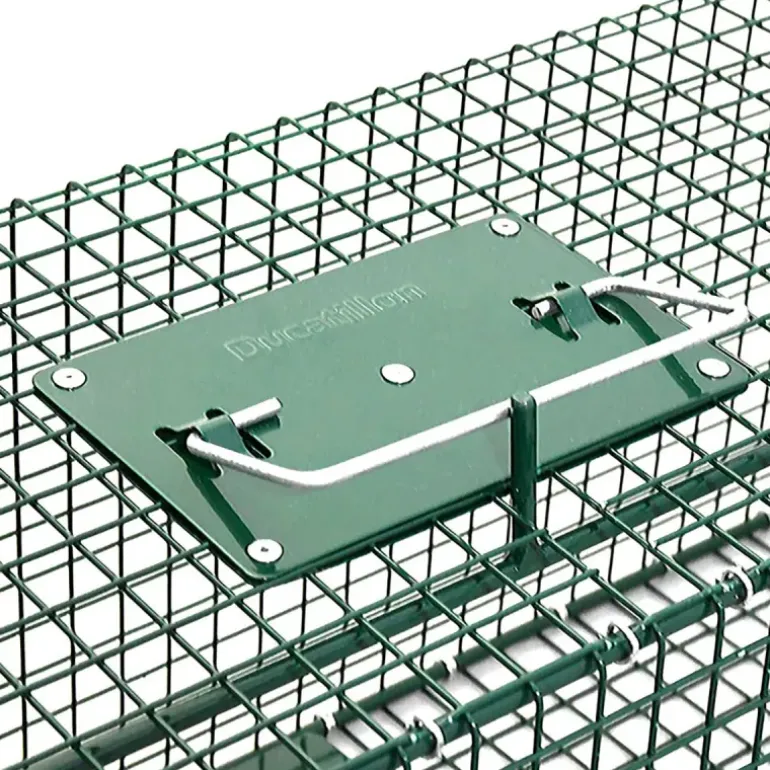 Piège à trappes type US 2 entrées maille acier vert 125x26x26cm