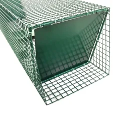 Piège à trappes type US 2 entrées maille acier vert 125x26x26cm