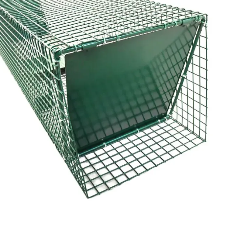 Piège à trappes type US 2 entrées maille acier vert 125x26x26cm