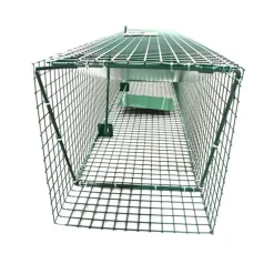 Piège à trappes type US 2 entrées maille acier vert 125x26x26cm