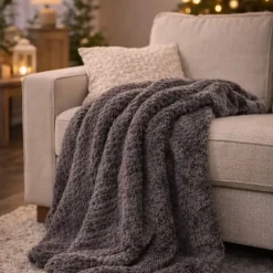 Plaid polaire gris 130x170 cm | Doux, chaud et confortable