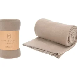 Plaid polaire taupe 125x150 cm doux et chaleureux
