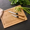 Planche à découper + 2 couteaux inox 3cr14 12,7cm et 7,6cm