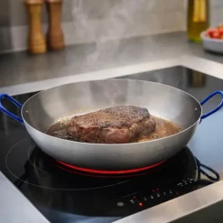 Poêle Lyonnaise polie avec anses Acier poli 40cm