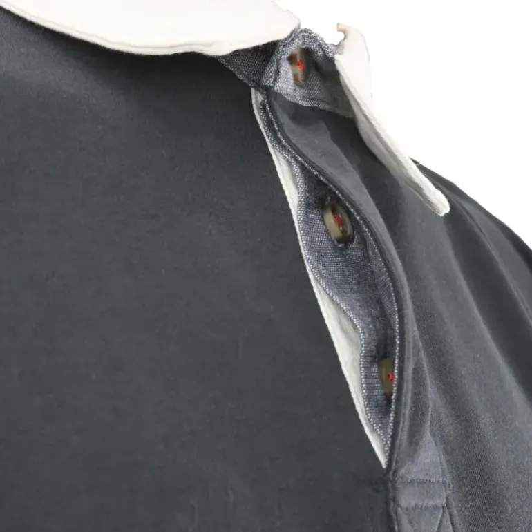 Polo FAST manches longues col classique coton bleu marine M à 3XL