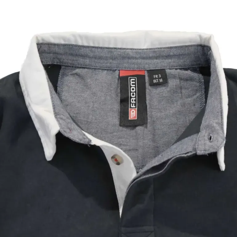 Polo FAST manches longues col classique coton bleu marine M à 3XL