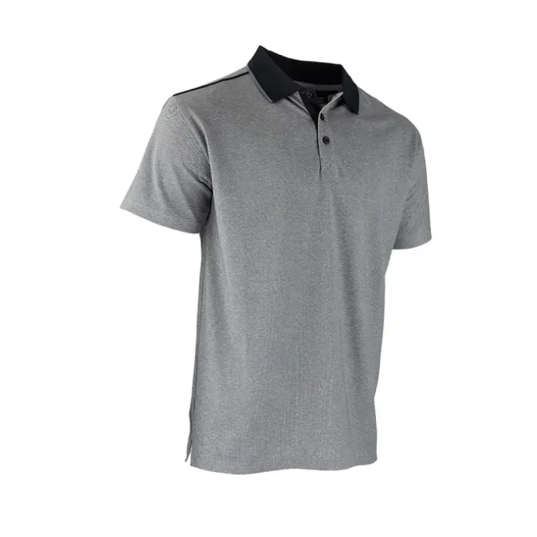 Polo Homme LMA® Gris Chiné - Manches Courtes - Col Chemise