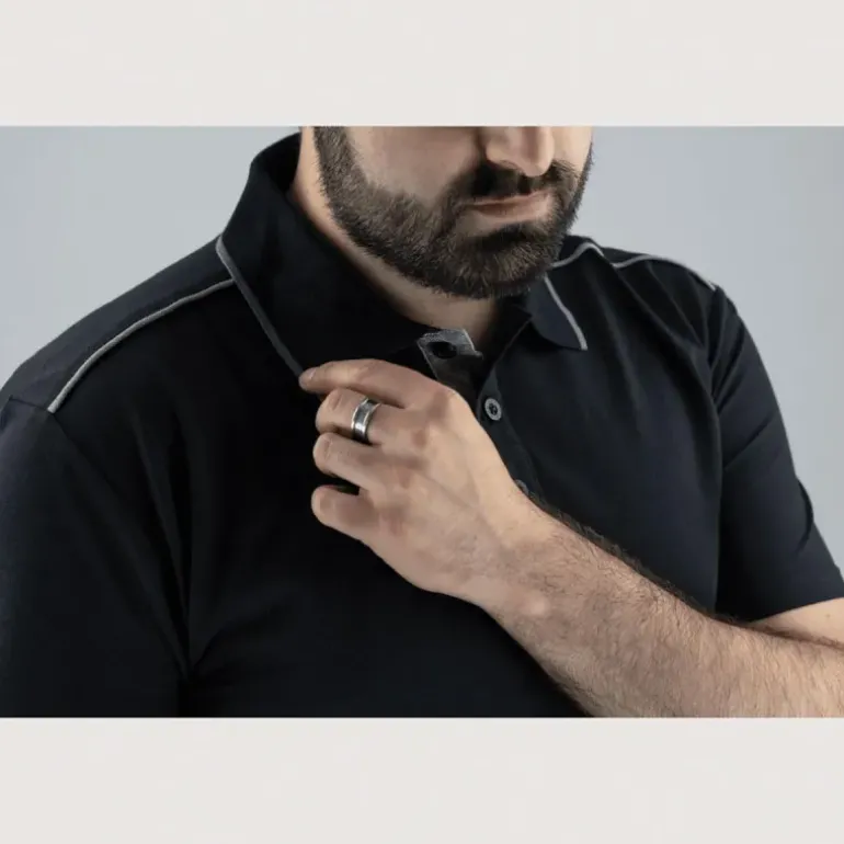 Polo Homme LMA® Noir - Manches Courtes Col Chemise