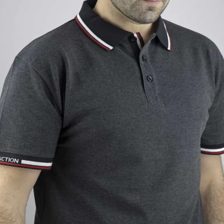 Polo manches courtes LORD coton polyester gris chiné S au 3XL