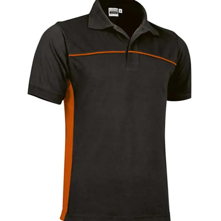 Polo Thunder noir-orange 50% polyester coton 2 boutons 60 car