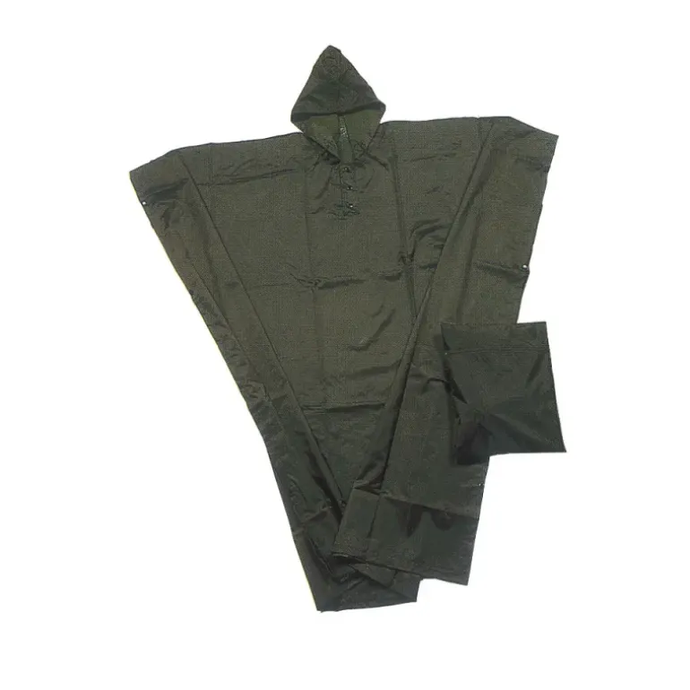 Poncho imperméable polyester enduit kaki taille unique
