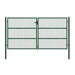 Portail 2 vantaux grillagé 3x1,5m - Maille 50mm - Vert