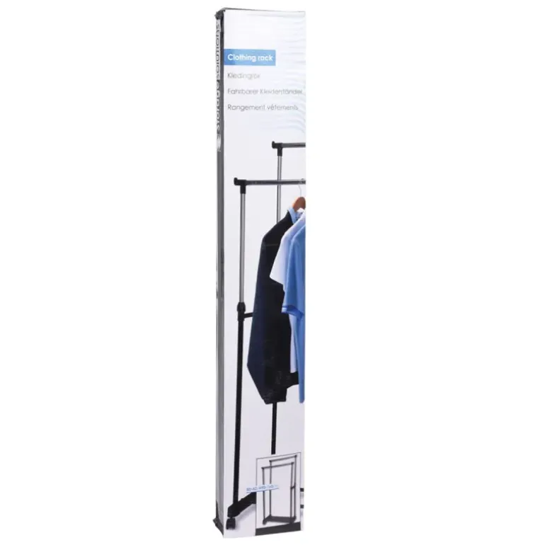 Porte-vêtements réglable en acier inoxydable avec roues - 80 x 42 x 90-160 cm