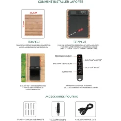 Portier automatique solaire télécommande et application Smartphone