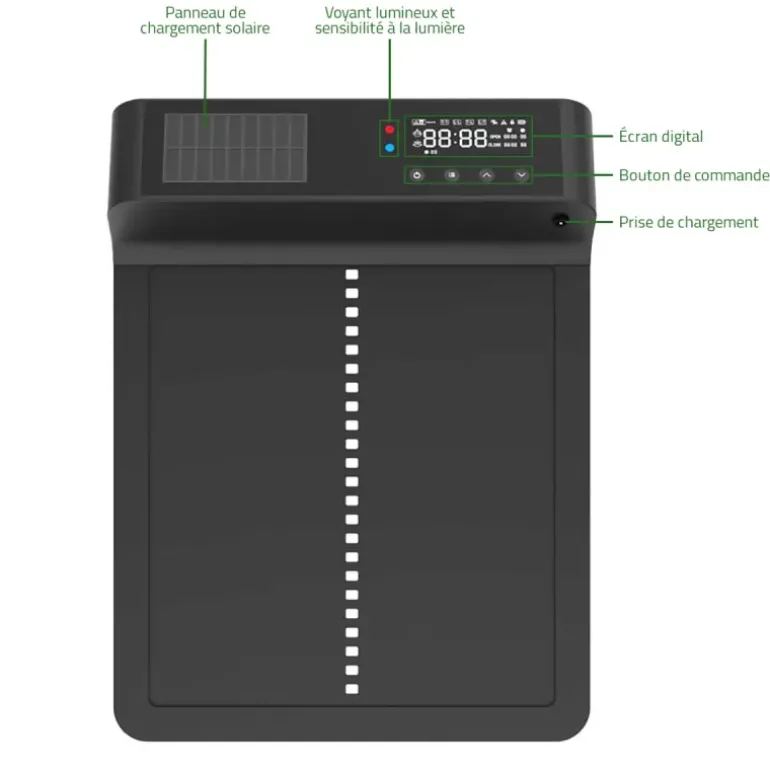 Portier automatique solaire télécommande et application Smartphone