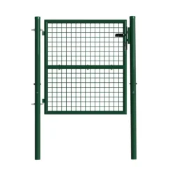 Portillon grillagé 1x1m maille 50mm vert avec serrure et poignées