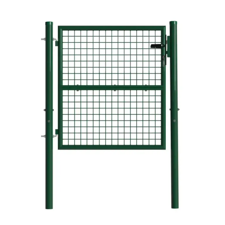 Portillon grillagé 1x1m maille 50mm vert avec serrure et poignées