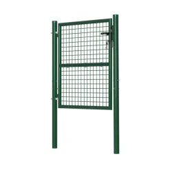 Portillon grillagé 1x1m maille 50mm vert avec serrure et poignées