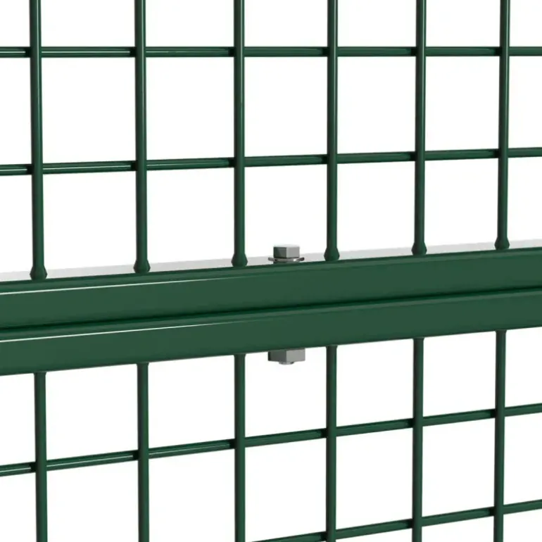 Portillon grillagé 1x1m maille 50mm vert avec serrure et poignées