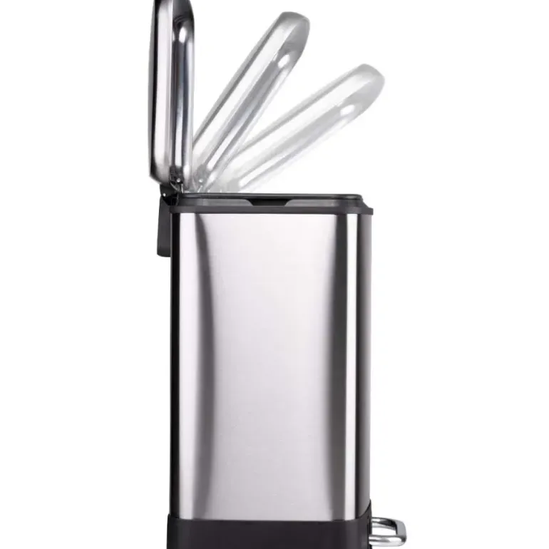 Poubelle à pédale 2 bacs acier inox brossé argenté 2x12L