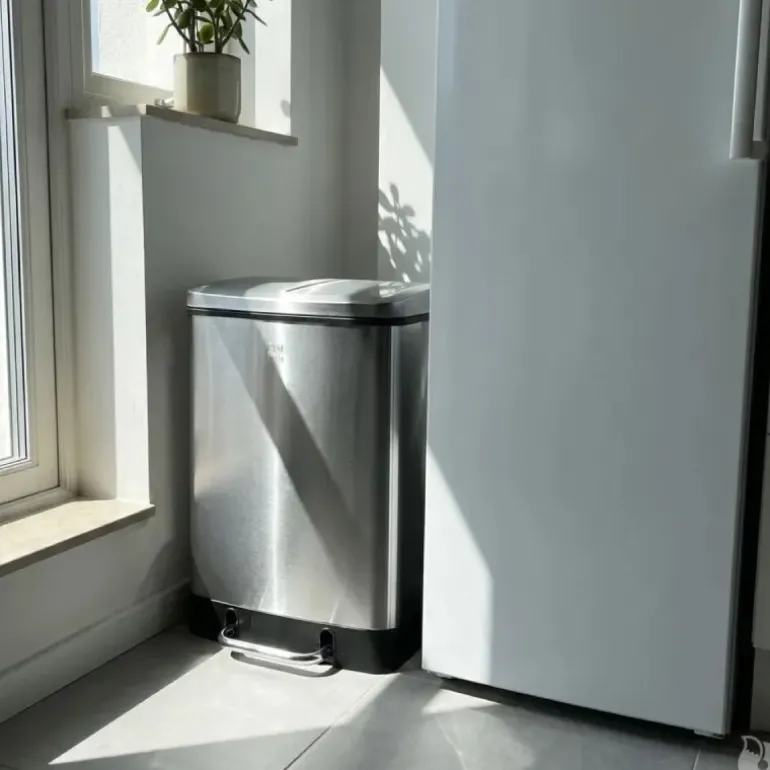 Poubelle à pédale 2 bacs acier inox brossé argenté 2x12L