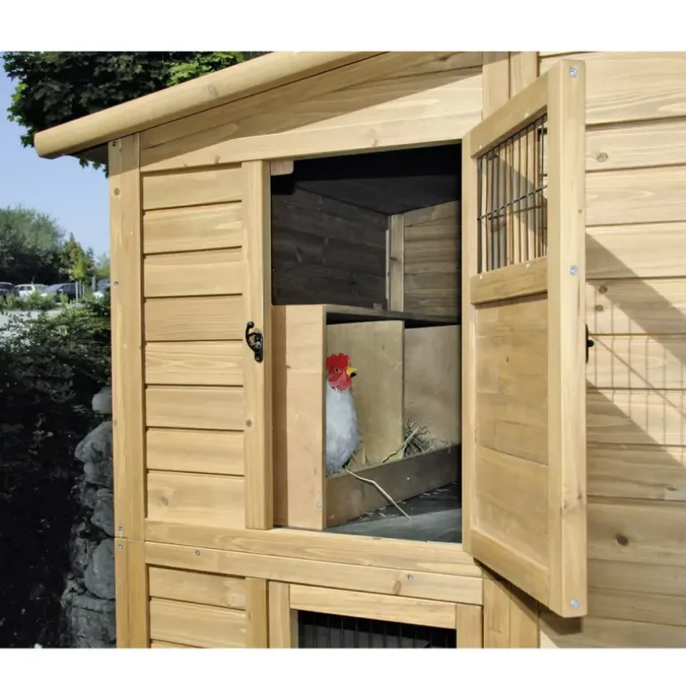 Poulailler Bois 2 étages 10-15 poules 222X115 X200 cm sol PVC