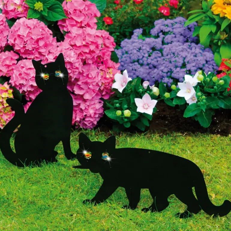 Épouvantails chats pour potager lot de 2