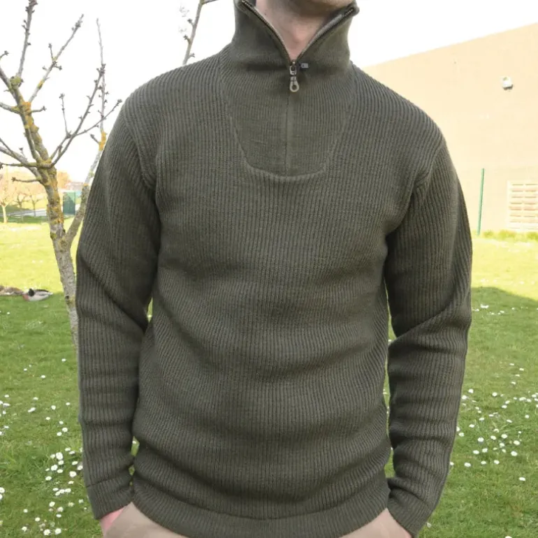 Pull col camionneur kaki Lorry taille S à 3XL