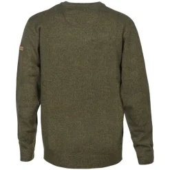 Pull col V kaki 70% acrylique 30% laine - Maille douce mixte