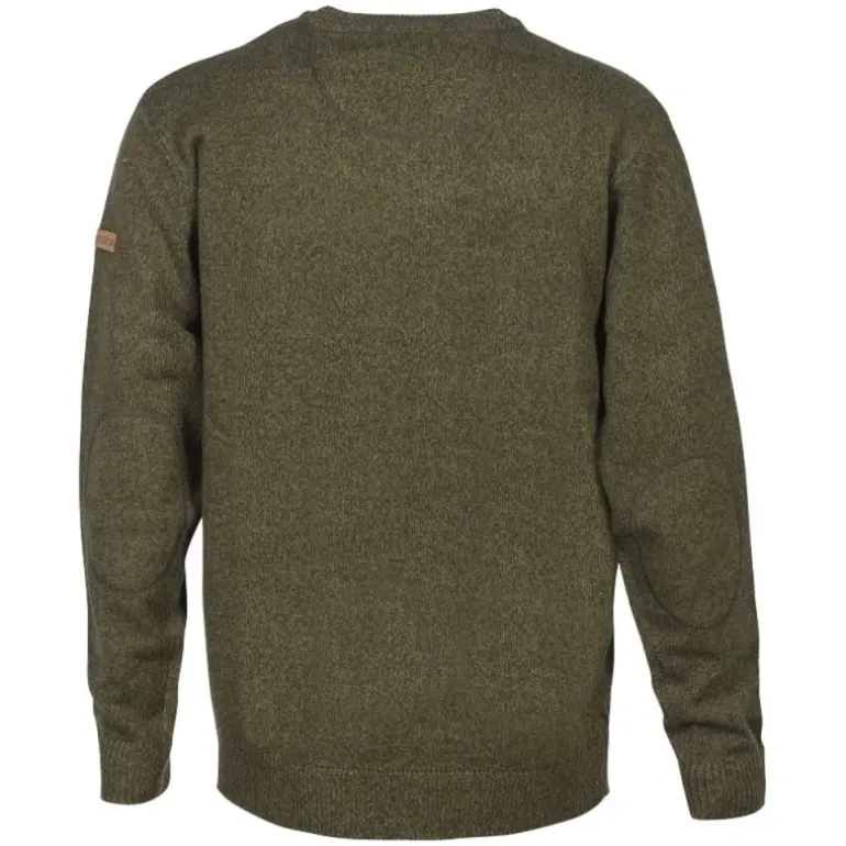 Pull col V kaki 70% acrylique 30% laine - Maille douce mixte