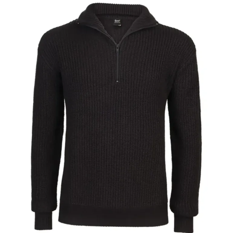 Pull Troyer Noir à Col Camionneur - Brandit® Homme