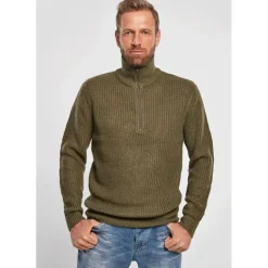 Pull Troyer Olive à Col Camionneur - Brandit® Homme