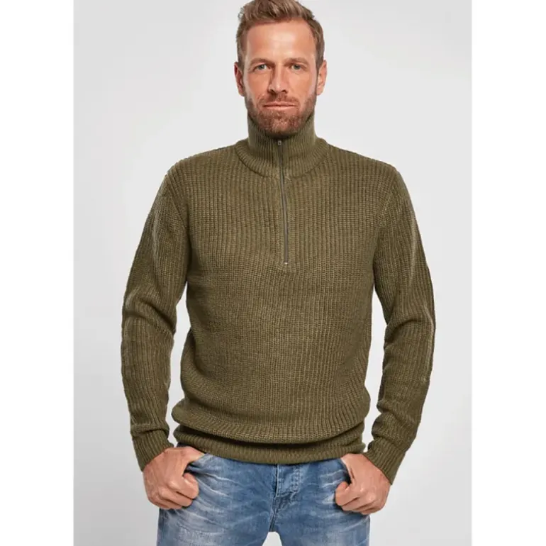 Pull Troyer Olive à Col Camionneur - Brandit® Homme