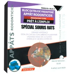 Raticide souricide bloc paraffiné brodifacum 300 g