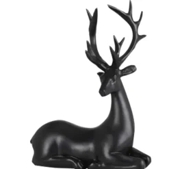 Renne couché noir 20cm - 16x6,5x20,5cm - Décoration Noël