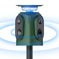 Répulsif Électronique Solaire 360° à Ultrasons et Flash - Étanche IP65
