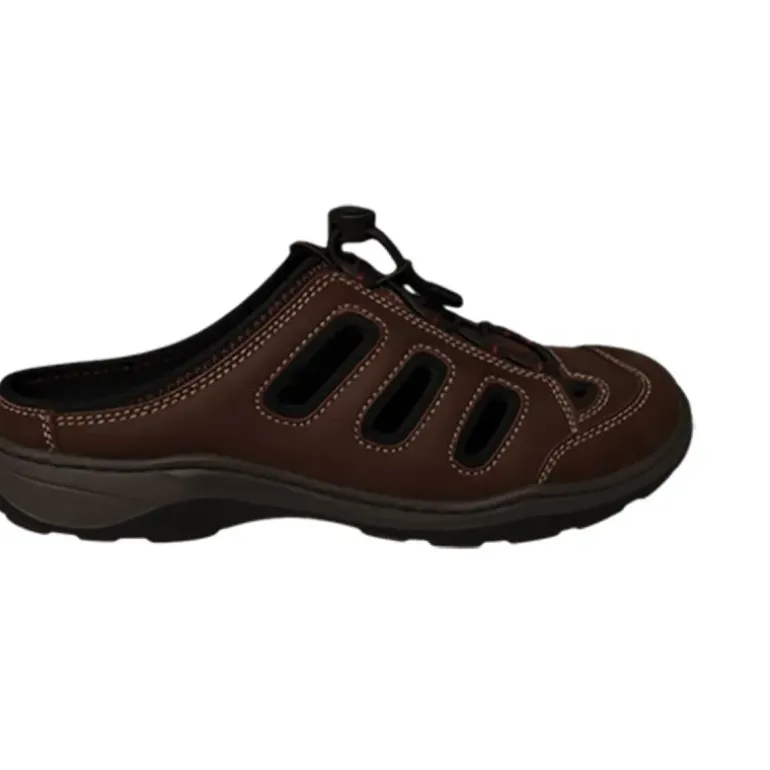 Sabots Homme Marron en Cuir à Attache Rapide - AYOKA Dugi