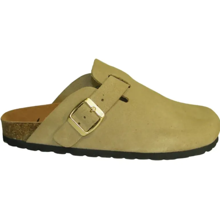 Sabots Pob en Cuir Gris Clair - Femme - Ayoka