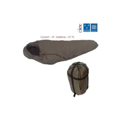 Sac de couchage extrême DCA France - Confort jusqu'à -21°C - Vert armée