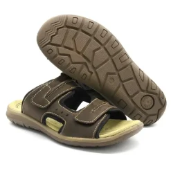 Sandales Dixit confort à scratch cuir lycra marron 40 à 46