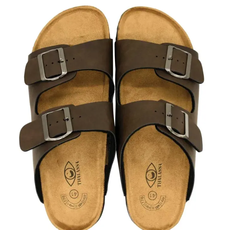 Sandales Tristan double brides réglables marron 40 à 45