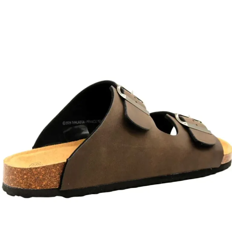 Sandales Tristan double brides réglables marron 40 à 45